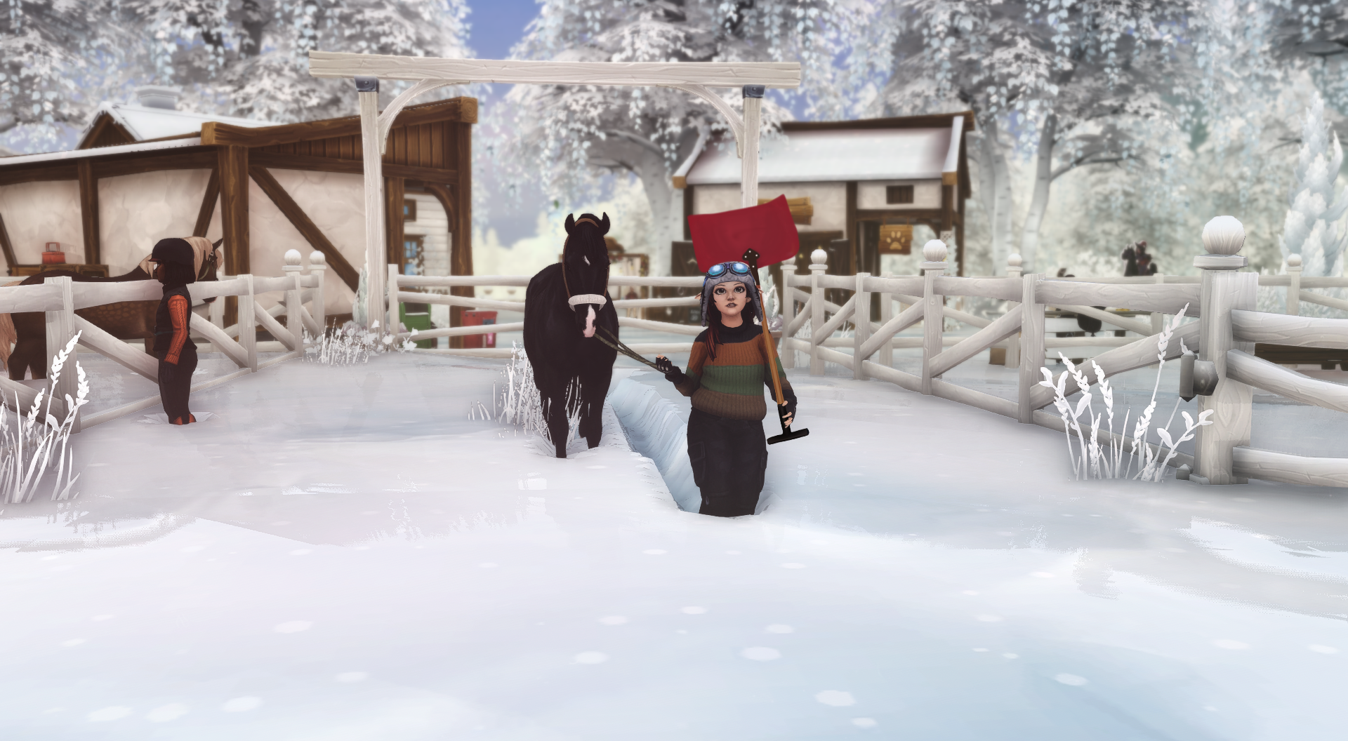 Kaptenen var lika taggad som en annan på att börja sin förmiddag med att skotta.. Efter mycket om och men så går det nu att öppna grindarna till hagarna igen iallafall🥶 :XmasSnowflake1: